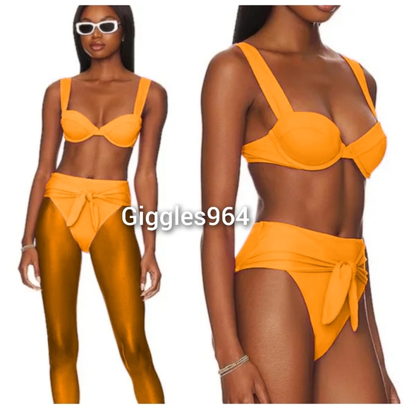 WeWoreWhat Claudia Riviera Bikini Set Carrot Orange - Picture 2 of 5